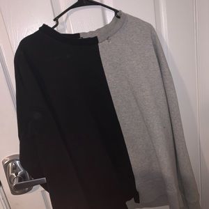 XL Black and Gray Split Sweater